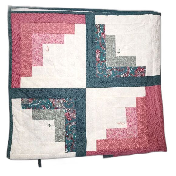 Handmade Quilt Pink, White & Green - Picture 4 of 5